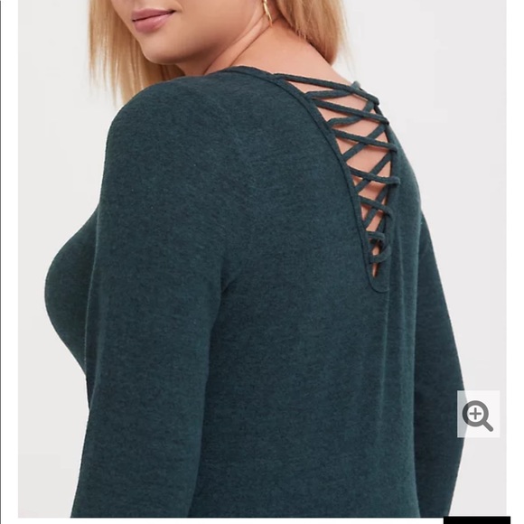 Torrid Teal Crew Neck Sweater - Picture 2 of 6